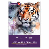 Бумага для акварели А4 в папке, 15 листов, 300 г/м2, среднее зерно, BRAUBERG ART CLASSIC, 116353 за 179 ₽. Альбомы и бумага для акварели и масла.  Доставка по РФ. Без переплат!