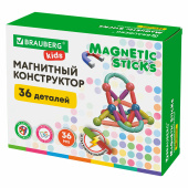 Магнитный конструктор MAGNETIC STICKS, 36 магнитных деталей, BRAUBERG KIDS, 665721 за 585 ₽. Конструкторы.  Доставка по РФ. Без переплат!