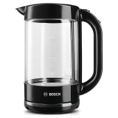 Чайник BOSCH TWK70B03, 1,7 л, 2400 Вт, закрытый нагревательный элемент, стекло, черный за 11&nbsp;880 ₽. Чайники.  Доставка по РФ. Без переплат!