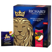 Чай RICHARD "Royal Garden Bouquet" черный с яблоком и мятой, 100 пакетиков по 1,7 г, 102737 за 485 ₽. Чай пакетированный.  Доставка по РФ. Без переплат!