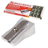 Точилка BRAUBERG "Style", металлическая клиновидная, в картонной коробке, 222484 за 28 ₽. Точилки ручные.  Доставка по РФ. Без переплат!
