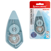 Корректирующая лента BRAUBERG REWIND, 5 мм х 16 м, механизм перемотки, корпус зеленый, блистер, 272489, 272490 за 110 ₽. Корректирующие ленты.  Доставка по РФ. Без переплат!