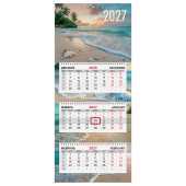 Календарь квартальный 2027 г., 3 блока, 3 гребня, бегунок, офсет, BRAUBERG EXTRA MINI, "Пляж", 118382 за 117 ₽. Календари настенные.  Доставка по РФ. Без переплат!