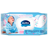 Салфетки влажные детские 120 шт., AURA Ultra Comfort с алоэ и витамином Е, 0+, крышка клапан, 14847 за 106 ₽. Салфетки влажные детские.  Доставка по РФ. Без переплат!