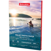 Фотобумага глянцевая, А5, 230 г/м2, односторонняя, 50 листов, BRAUBERG EXTRA, 364476 за 231 ₽. Фотобумага.  Доставка по РФ. Без переплат!
