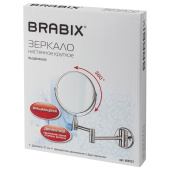 Зеркало настенное BRABIX, диаметр 17 см, двухстороннее, с увеличением, нержавеющая сталь, выдвижное (петли), 604952 за 1 868 ₽. Зеркала.  Доставка по РФ. Без переплат!