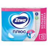 Бумага туалетная 2-х слойная, 12 рулонов (12х23 м), белая, ZEWA Plus, 144090 за 554 ₽. Туалетная бумага офисно-бытовая.  Доставка по РФ. Без переплат!