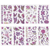 Наклейки-тату переводные "Блестящие", 15,5х9,5 см, ассорти 8 видов, FUNSTER (ФАНСТЕР), 666107 за 65 ₽. Наклейки.  Доставка по РФ. Без переплат!