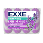 Мыло-крем туалетное 1+1 косметическое 300 г EXXE, КОМПЛЕКТ 4 шт. х 75 г, "Лавандовый цвет", С0007345 за 160 ₽. Мыло кусковое.  Доставка по РФ. Без переплат!
