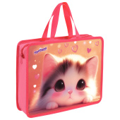 Папка на молнии с ручками ЮНЛАНДИЯ А4, 1 отделение, пластик, 80 мм, "Dreamy kitty", 273361 за 214 ₽. Папки-сумки с ручками.  Доставка по РФ. Без переплат!