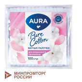 Ватные палочки КОМПЛЕКТ 100 шт., AURA, пакет, 20773, 13140 за 34 ₽. Ватные палочки и диски.  Доставка по РФ. Без переплат!