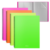 Папка пластиковая на спирали, 20 вкладышей, ERICH KRAUSE "Matt Neon", A4, ассорти, 49953 за 388 ₽. Папки с вкладышами (файлами).  Доставка по РФ. Без переплат!