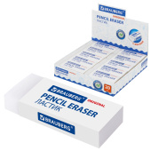 Ластик большой BRAUBERG EXTRA, 60х24х11 мм, белый, прямоугольный, экологичный ПВХ, картонный держатель, 228074 за 30 ₽. Ластики классические.  Доставка по РФ. Без переплат!