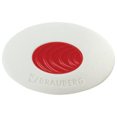 Ластик BRAUBERG "Oval PRO", 40х26х8 мм, овальный, красный пластиковый держатель, 229560 за 23 ₽. Ластики классические.  Доставка по РФ. Без переплат!