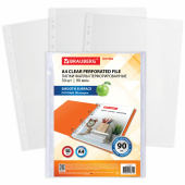 Папки-файлы перфорированные А4 BRAUBERG "EXTRA 900", КОМПЛЕКТ 50 шт., гладкие, ПЛОТНЫЕ, 90 мкм, 229670 за 413 ₽. Папки перфорированные.  Доставка по РФ. Без переплат!