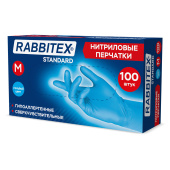 Перчатки нитриловые RABBITEX (РАББИТЕКС) Standard, 50 пар (100 шт.), голубые, размер M (средний), 702152 за 491 ₽. Перчатки одноразовые хозяйственные.  Доставка по РФ. Без переплат!
