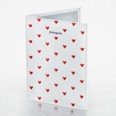 Обложка для паспорта натуральная кожа флоттер, принт "Сердечки", цвет белый, BRAUBERG, 238866 за 315 ₽. Обложки для паспорта.  Доставка по РФ. Без переплат!