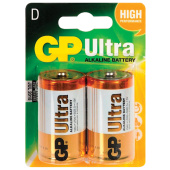 Батарейки GP Ultra, D (LR20, 13А), алкалиновые, КОМПЛЕКТ 2 шт., блистер, 13AU-CR2 за 485 ₽. Батарейки. Доставка по РФ. Без переплат!