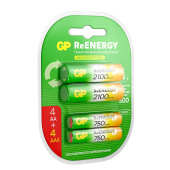 Батарейки аккумуляторные GP ReEnergy Ni-Mh НАБОР 8 шт. (ПРОМО 4+4), AA+ААА (HR6+HR03), 2000 mAh + 750 mAh, 210AAHC/75AAAHC за 2 298 ₽. Аккумуляторные батарейки.  Доставка по РФ. Без переплат!