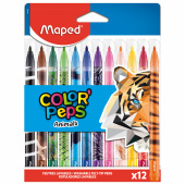 Фломастеры MAPED (Франция) "Animals" 12 цветов, смываемые, вентилируемый колпачок, 845403 за 377 ₽. Фломастеры классические.  Доставка по РФ. Без переплат!