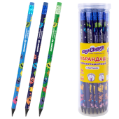 Карандаш чернографитный с принтом ЮНЛАНДИЯ МОНСТРИКИ, 1 шт., HB, с ластиком, корпус ассорти, 182014 за 10 ₽. Карандаши чернографитные.  Доставка по РФ. Без переплат!