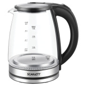 Чайник SCARLETT SC-EK27G103, 1,8 л, 1800 Вт, закрытый нагревательный элемент, стекло, черный за 2 215 ₽. Чайники.  Доставка по РФ. Без переплат!