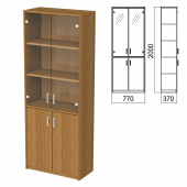 Шкаф закрытый со стеклом "Арго", 770х370х2000 мм, орех (КОМПЛЕКТ) за 22&nbsp;324 ₽. Набор мебели "Арго".  Доставка по РФ. Без переплат!
