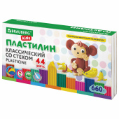 Пластилин классический BRAUBERG KIDS, 44 цвета, 660 грамм, стек, ВЫСШЕЕ КАЧЕСТВО, 106679 за 506 ₽. Пластилин.  Доставка по РФ. Без переплат!