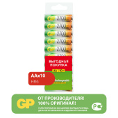 Батарейки аккумуляторные GP, АА (HR6), Ni-Mh, 2650 mAh, 10 шт, пластиковый бокс, 270AAHC-CRB10 за 4 880 ₽. Аккумуляторные батарейки.  Доставка по РФ. Без переплат!