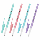 Ручка шариковая BRAUBERG "Офисная" PASTEL COLOR, СИНЯЯ, корпус ассорти, пишущий узел 1 мм, линия письма 0,5 мм, 144199 за 14 ₽. Ручки шариковые неавтоматические.  Доставка по РФ. Без переплат!