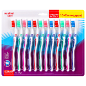 Зубная щетка средней жесткости, КОМПЛЕКТ 12 шт. (10 + 2 в подарок), LAIMA DENT, 609689 за 242 ₽. Зубные щетки.  Доставка по РФ. Без переплат!