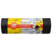 Мешки для мусора с завязками 240 л, черные в рулоне 10 шт., ПВД 30 мкм, 110х115 см, РОМАШКА ЗВС-240/10/8/Ч за 288 ₽. Мешки для мусора универсальные.  Доставка по РФ. Без переплат!