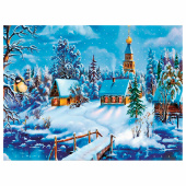 Картина стразами (алмазная мозаика) 30х40 см, ОСТРОВ СОКРОВИЩ "Зимний пейзаж", без подрамника, 662408 за 542 ₽. Алмазная вышивка.  Доставка по РФ. Без переплат!