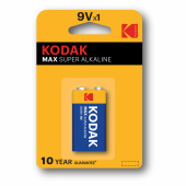 Батарейка алкалиновая 1 шт. KODAK Max Super Alkaline, Крона 9V (6LR61, 6LF22, 1604A), блистер, Б0005130 за 329 ₽. Батарейки.  Доставка по РФ. Без переплат!