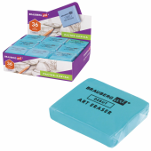 Ластик-клячка художественный BRAUBERG ART "DEBUT", 40х36х10 мм, мягкий, голубой, 229583 за 15 ₽. Ластики художественные.  Доставка по РФ. Без переплат!