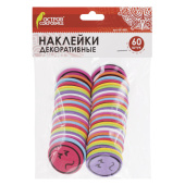 Наклейки из EVA "Смайлики", 60 шт., ассорти, ОСТРОВ СОКРОВИЩ, 661468 за 123 ₽. Наклейки для творчества.  Доставка по РФ. Без переплат!