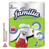 Полотенца бумажные бытовые, спайка 2 шт., 2-слойные (2х9,6 м), FAMILIA, 22,7х12 см, белые, 5070609 за 84 ₽. Полотенца бумажные офисно-бытовые.  Доставка по РФ. Без переплат!
