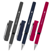 Ручка шариковая с грипом BRAUBERG "VIVID", СИНЯЯ, SOFT TOUCH покрытие, узел 0,7 мм, линия письма 0,35 мм, 144396 за 52 ₽. Ручки шариковые неавтоматические.  Доставка по РФ. Без переплат!