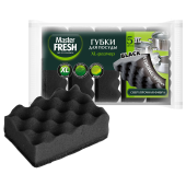Губки для посуды 9,5х6,5 см XL STRONG effect, КОМПЛЕКТ 5 шт., черные, Master FRESH за 105 ₽. Губки хозяйственные.  Доставка по РФ. Без переплат!