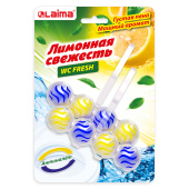 Туалетный блок шарики для унитаза освежитель, 2 блока по 50 г, "Лимонная Свежесть 3 в 1", аналог BREF/БРЕФ, LAIMA, 608992 за 153 ₽. Освежители для туалета.  Доставка по РФ. Без переплат!