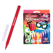 Фломастеры кросс-серия МОНСТРИКИ, 12 цветов, вентилируемый колпачок, картонная коробка с европодвесом, BRAUBERG, 152622 за 94 ₽. Фломастеры классические.  Доставка по РФ. Без переплат!