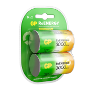 Батарейки аккумуляторные GP ReEnergy Ni-Mh КОМПЛЕКТ 2 шт., D (HR20), 3000 mAh, 300DHCRGY-2CRCB2 за 1&nbsp;867 ₽. Аккумуляторные батарейки.  Доставка по РФ. Без переплат!