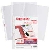 Папки-файлы перфорированные А4 ОФИСМАГ "Стандарт", КОМПЛЕКТ 100 шт., гладкие, 45 мкм, 273010 за 391 ₽. Папки перфорированные.  Доставка по РФ. Без переплат!