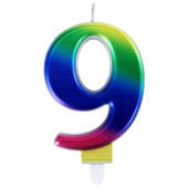 Свеча-цифра для торта "9" "Радужная", 9 см, ЗОЛОТАЯ СКАЗКА, с держателем, в блистере, 591442 за 33 ₽. Свечи для праздничного стола.  Доставка по РФ. Без переплат!