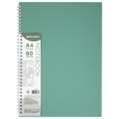 Тетрадь обложка пластик, А4 80 л., гребень мягкий (силиконовый), клетка, BRAUBERG, зеленая, 405355 за 238 ₽. Тетради формата А4.  Доставка по РФ. Без переплат!