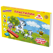 Пластилин классический ЮНЛАНДИЯ "ВЕСЁЛЫЙ ШМЕЛЬ", 16 цветов, 240 г, СО СТЕКОМ, 104810 за 126 ₽. Пластилин.  Доставка по РФ. Без переплат!
