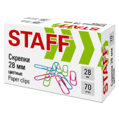 Скрепки STAFF 28 мм, цветные, 70 штук, 271708 за 24 ₽. Скрепки канцелярские.  Доставка по РФ. Без переплат!