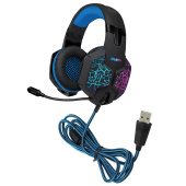 Наушники с микрофоном (гарнитура) SVEN AP-U980MV, проводные, 2,2 м, объемный звук 7.1, черно-синие, SV-015633 за 4 032 ₽. Наушники.  Доставка по РФ. Без переплат!