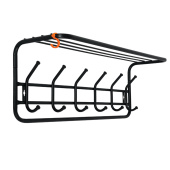 Вешалка настенная с полкой "ВСП7", 265х725х220 мм, 6 крючков, металл, черная, ВСП 7 Ч за 1&nbsp;560 ₽. Вешалки настенные.  Доставка по РФ. Без переплат!