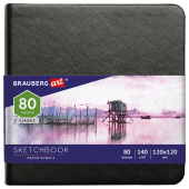 Скетчбук, белая бумага 140 г/м2 120х120 мм, 80 л., КОЖЗАМ, резинка, BRAUBERG ART CLASSIC, черный, 113181 за 275 ₽. Альбомы, скетчбуки и бумага для графики и эскизов.  Доставка по РФ. Без переплат!
